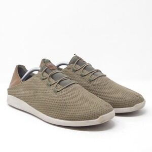 Olukai Alapali Mens Sneakers Size 11.5 Olive Green Mesh Leather Casual Shoes